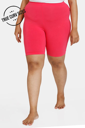 Buy Zivame True Curv Knit Cotton Layering Shorts - Rose Red